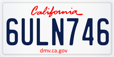 CA license plate 6ULN746