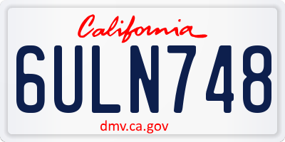 CA license plate 6ULN748