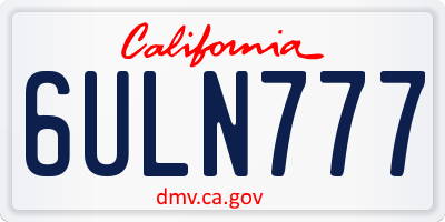 CA license plate 6ULN777