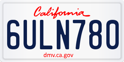 CA license plate 6ULN780