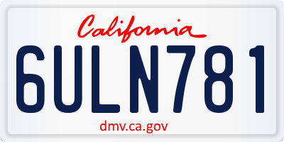 CA license plate 6ULN781