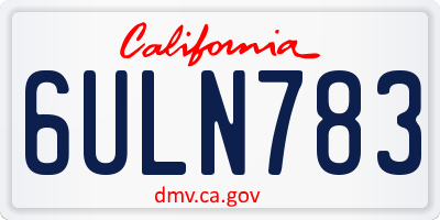 CA license plate 6ULN783