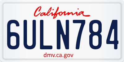 CA license plate 6ULN784