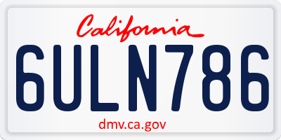 CA license plate 6ULN786