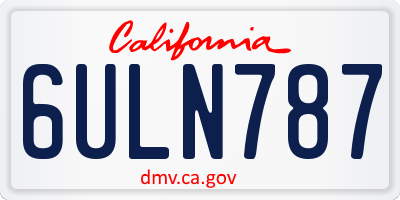 CA license plate 6ULN787