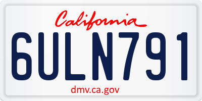 CA license plate 6ULN791