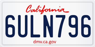CA license plate 6ULN796