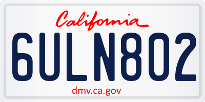 CA license plate 6ULN802