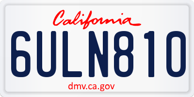 CA license plate 6ULN810