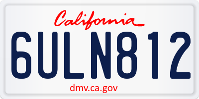 CA license plate 6ULN812