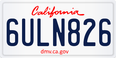 CA license plate 6ULN826
