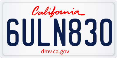 CA license plate 6ULN830