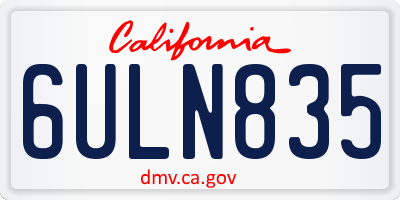 CA license plate 6ULN835