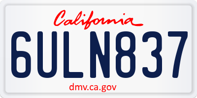 CA license plate 6ULN837