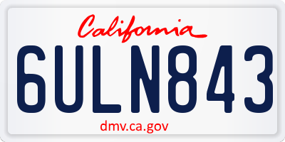 CA license plate 6ULN843