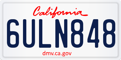 CA license plate 6ULN848