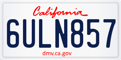 CA license plate 6ULN857