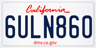 CA license plate 6ULN860