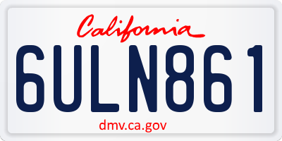 CA license plate 6ULN861