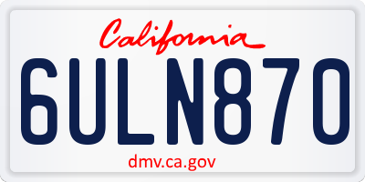 CA license plate 6ULN870