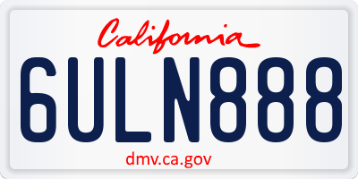 CA license plate 6ULN888