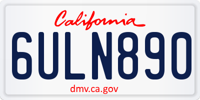 CA license plate 6ULN890