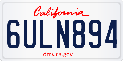 CA license plate 6ULN894
