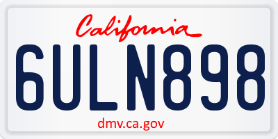 CA license plate 6ULN898