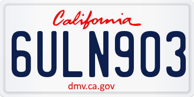 CA license plate 6ULN903
