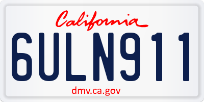 CA license plate 6ULN911