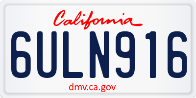 CA license plate 6ULN916