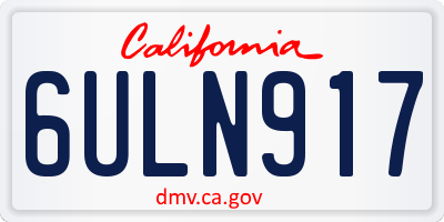 CA license plate 6ULN917