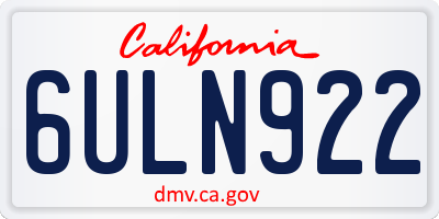 CA license plate 6ULN922
