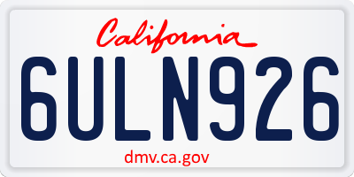 CA license plate 6ULN926