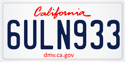 CA license plate 6ULN933