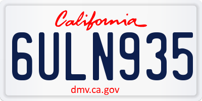 CA license plate 6ULN935