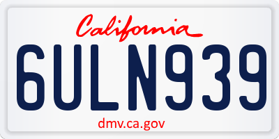CA license plate 6ULN939