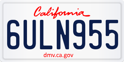 CA license plate 6ULN955
