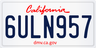CA license plate 6ULN957