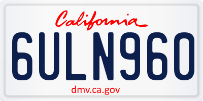 CA license plate 6ULN960