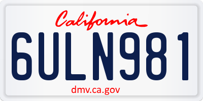 CA license plate 6ULN981