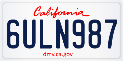 CA license plate 6ULN987