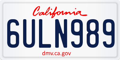 CA license plate 6ULN989
