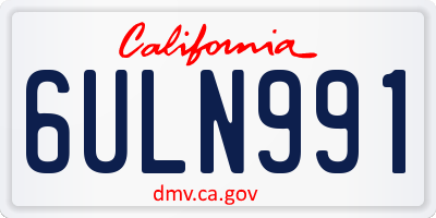 CA license plate 6ULN991