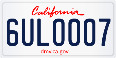 CA license plate 6ULO007