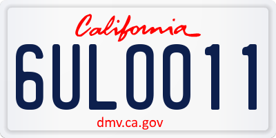CA license plate 6ULO011