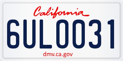 CA license plate 6ULO031