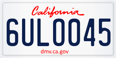 CA license plate 6ULO045