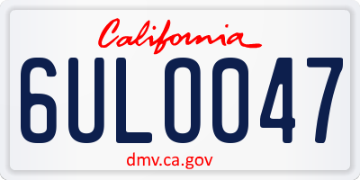 CA license plate 6ULO047