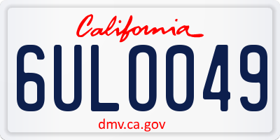 CA license plate 6ULO049